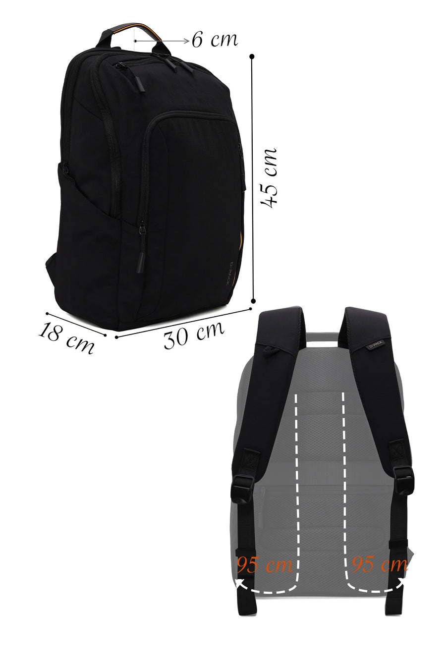 Unisex Black Fabric Backpack