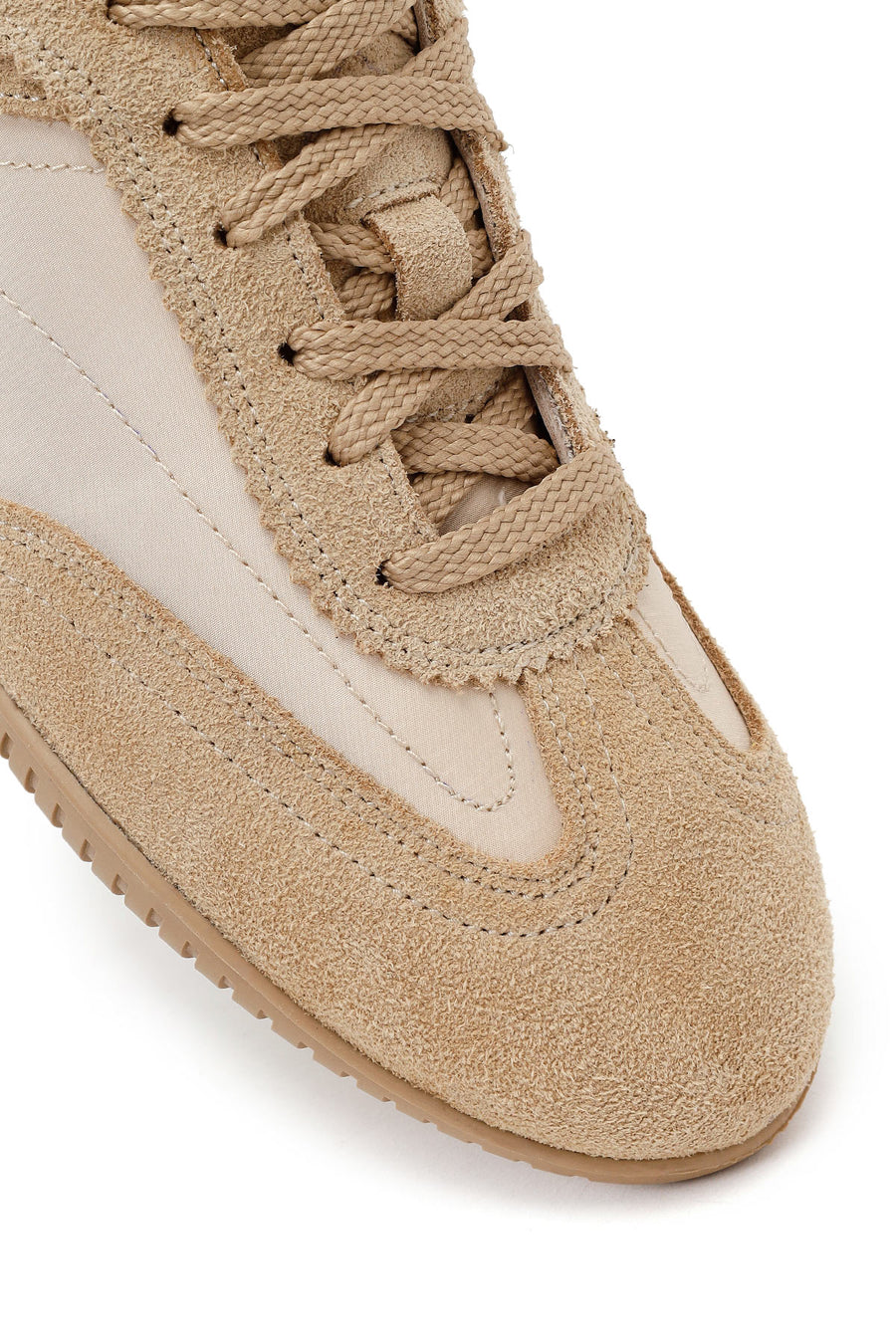 Kadın Bej Bağcıklı Süet Deri Sneaker