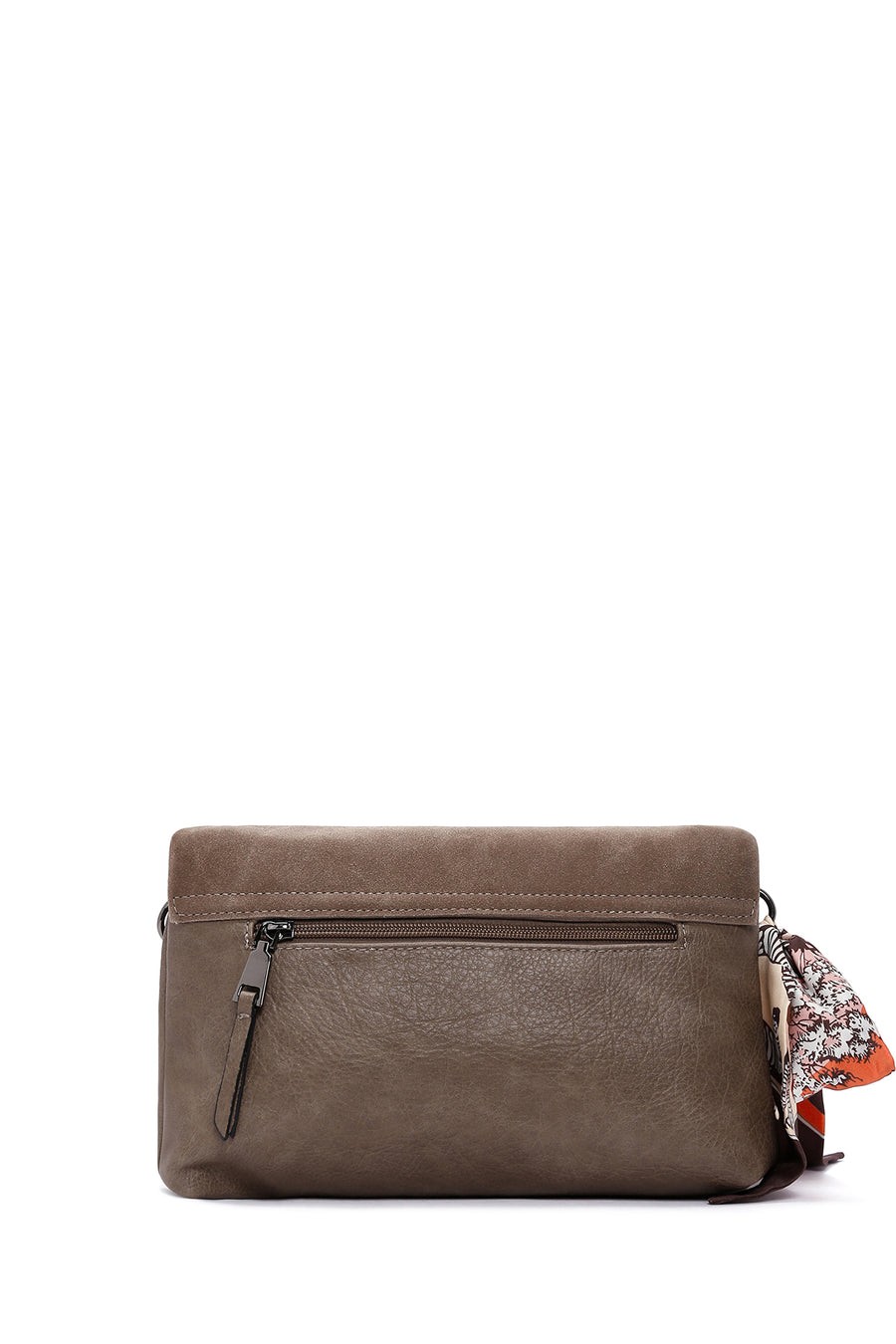 Women's Mink Long Strap Accessory Detailed Suede Crossbody Bag