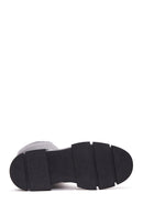 Women's Black Leather Zippered Thick Soled Boots | Derimod