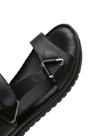Women's Black Leather Comfort Sandals | Derimod