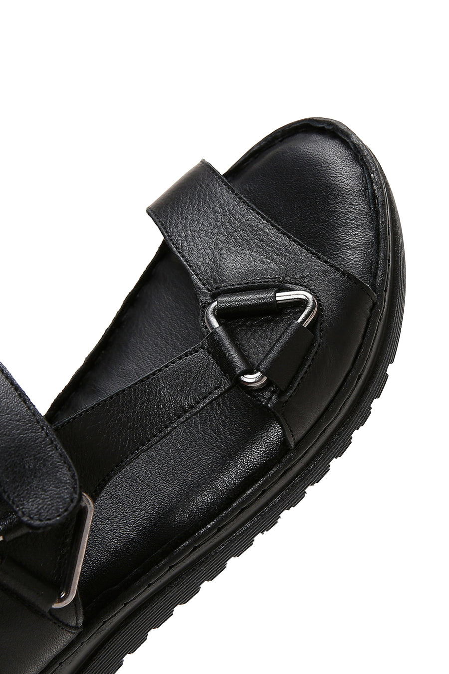 Women's Black Leather Comfort Sandals
