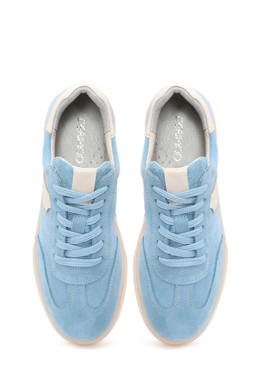 Kadın Mavi Bağcıklı Süet Deri Sneaker