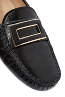 Woman Black Buckle-Detail Leather Loafer | Derimod