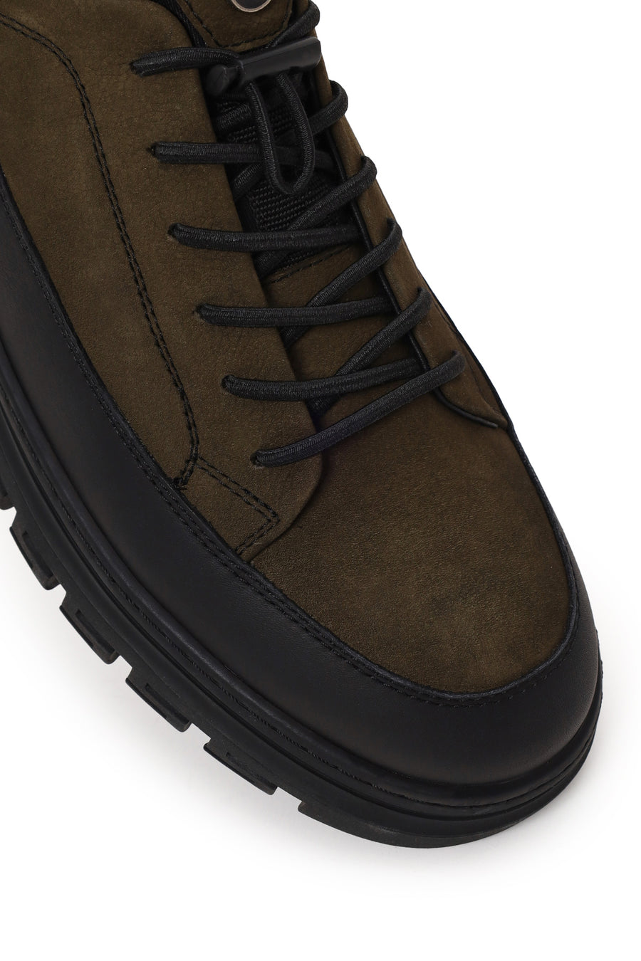 Erkek Haki Bağcıklı Nubuk Deri Sneaker
