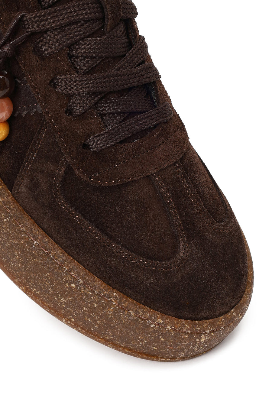 Kadın Kahverengi Bağcıklı Kalın Tabanlı Süet Deri Sneaker