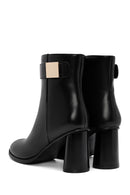 Women's Black Accessory Detailed Zippered Thick Heeled Boots | Derimod