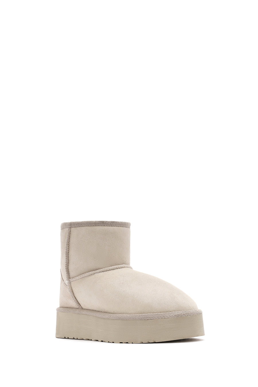 Women's Beige Thick-Soled Suede Leather Boots