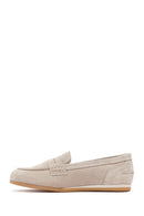 Women's Beige Suede Leather Loafer | Derimod