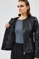 Irina Women's Black Leather Jacket | Derimod