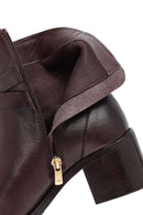 Woman Brown Zip Closure Chunky Heeled Leather Boots | Derimod