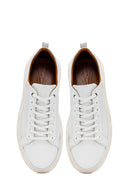 Erkek Beyaz Bağcıklı Kalın Tabanlı Deri Sneaker | Derimod