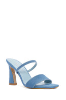 Women's Blue Thin Heeled Slippers | Derimod