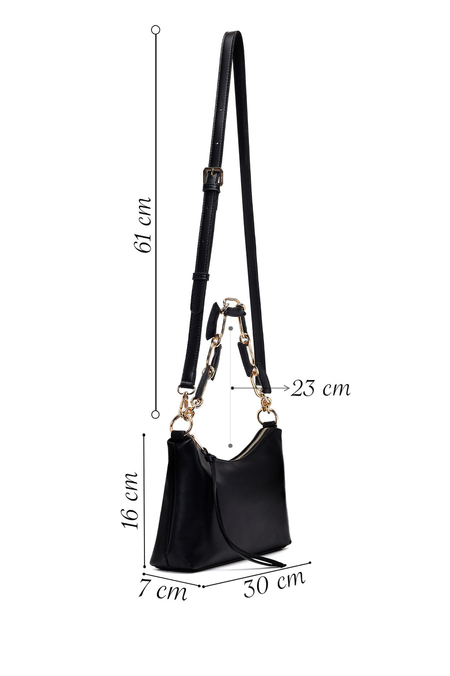 Woman Black Long-Strap Shoulder Bag