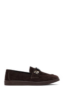 Woman Brown Buckled Suede Leather Loafer | Derimod