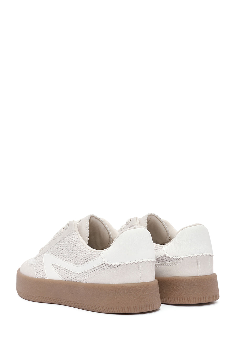Kadın Bej Bağcıklı Kalın Tabanlı Sneaker