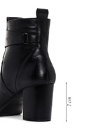 Women's Black Zippered Thick Heel Leather Casual Boots | Derimod