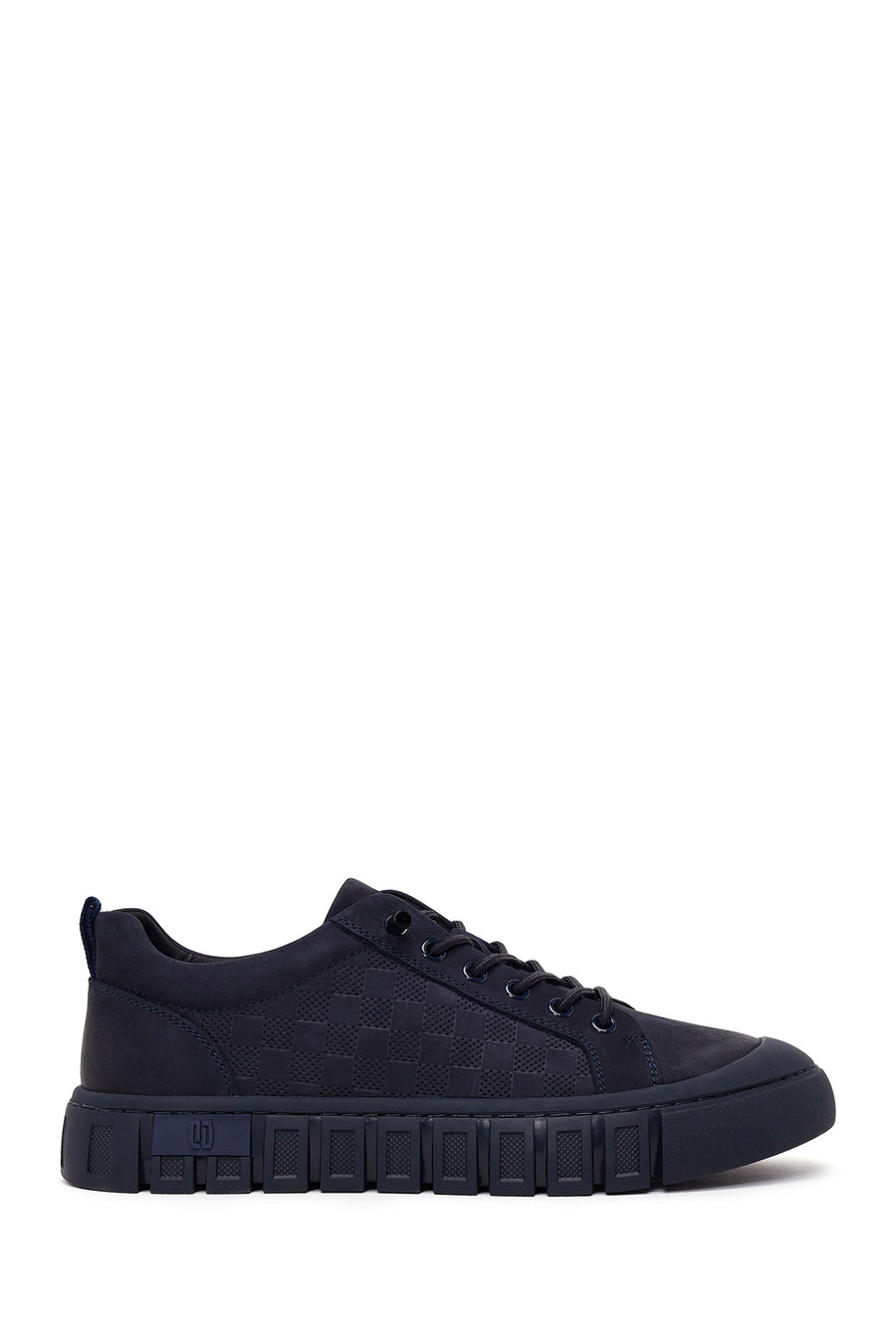Erkek Lacivert Bağcıklı Kalın Tabanlı Nubuk Deri Sneaker WM680053DN | Derimod