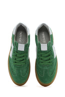 Women's Green Lace-Up Suede Leather Sneakers | Derimod