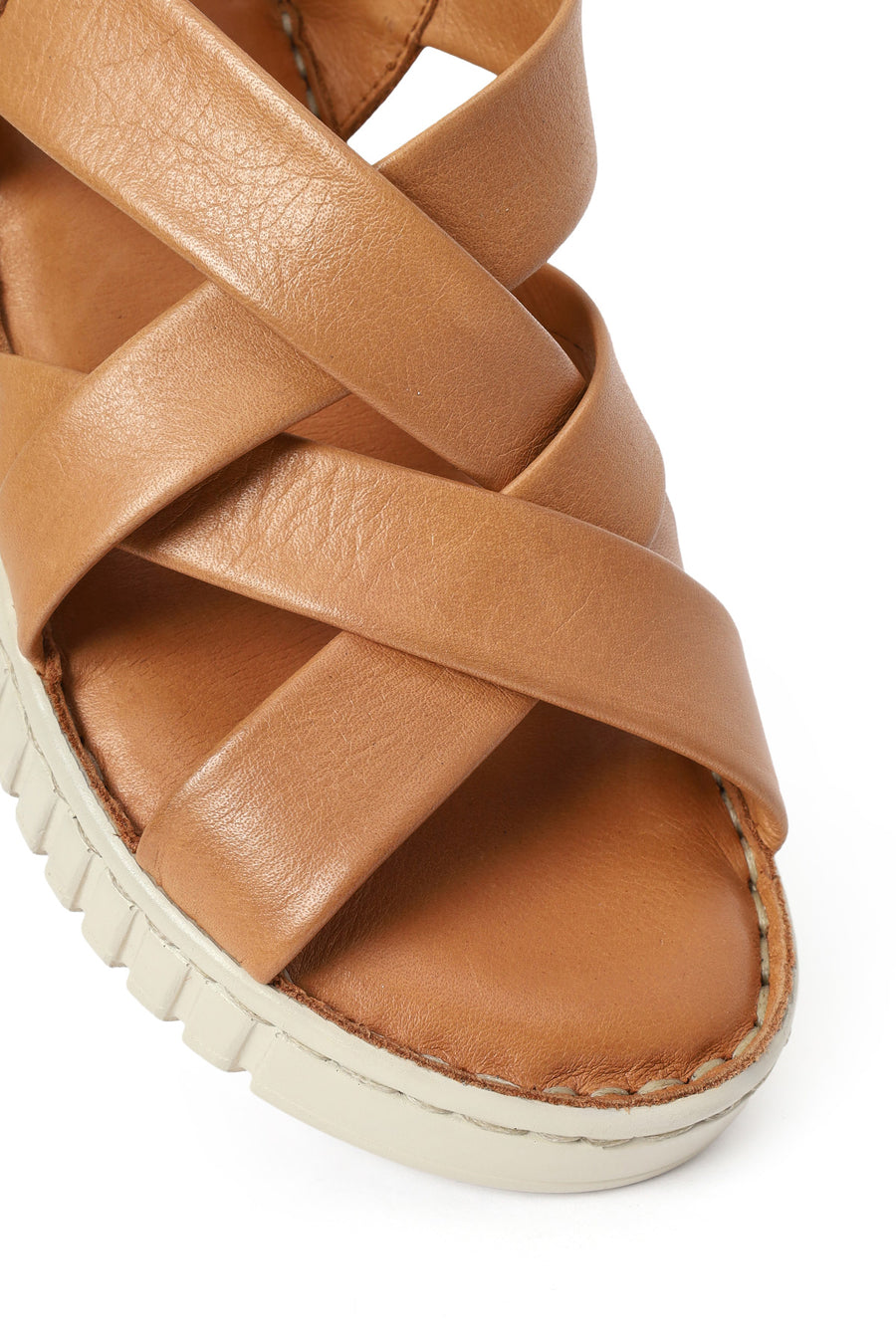 Kadın Taba Kalın Tabanlı Deri Comfort Sandalet