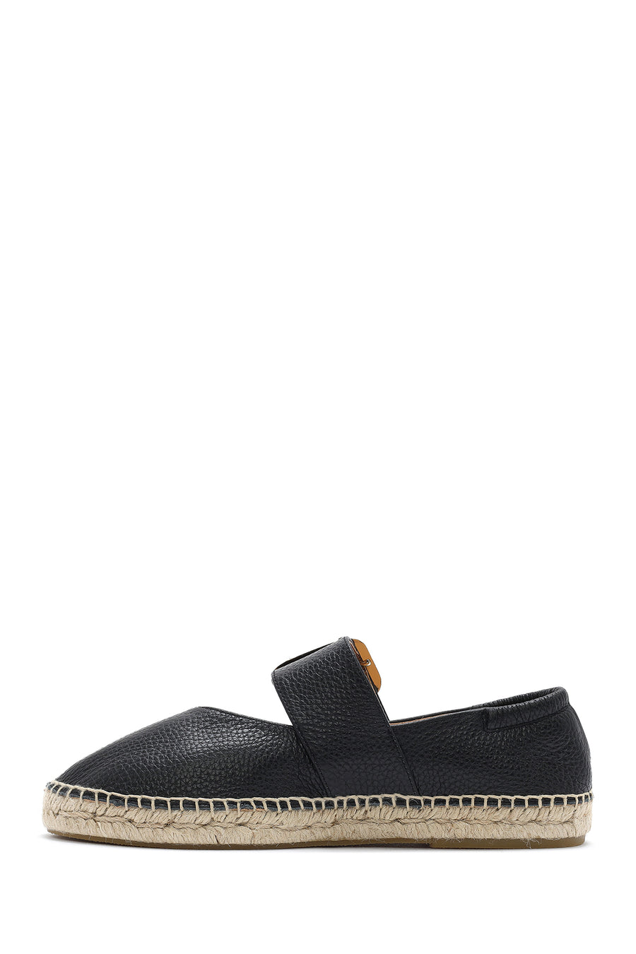 Women's Black Buckled Leather Espadrilles