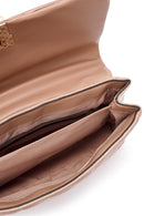 Women's Beige Long Strap Quilted Patterned Shoulder Bag | Derimod