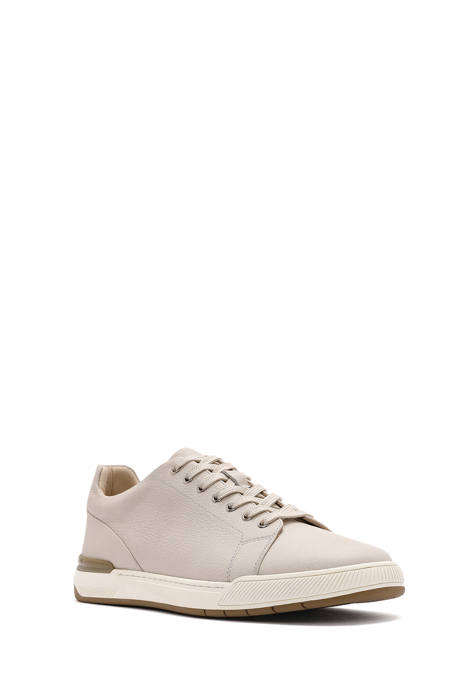 Erkek Beyaz Bağcıklı Deri Sneaker