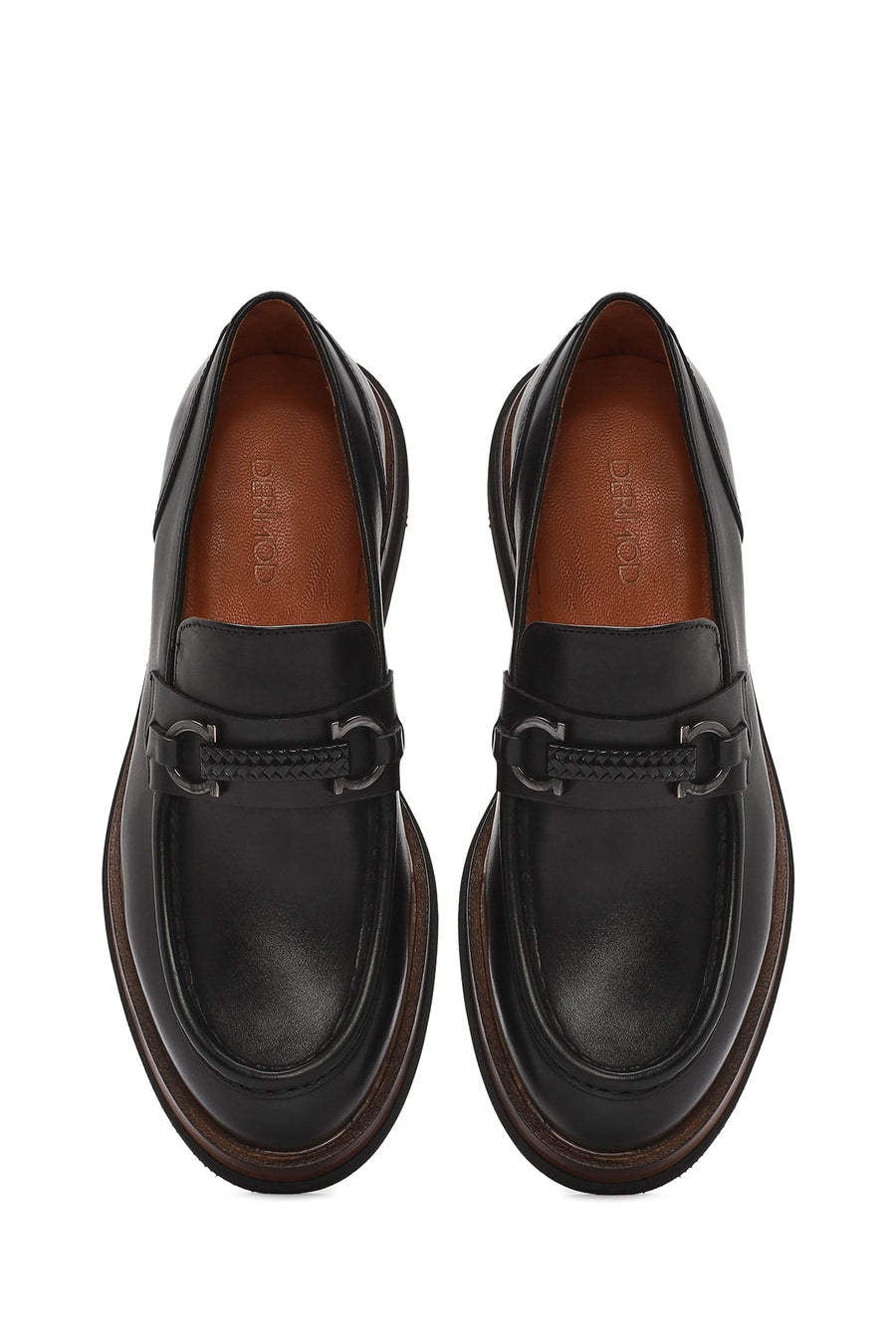 Erkek Siyah Tokalı Deri Casual Loafer