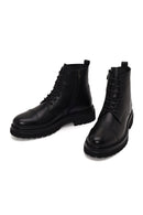 Male Black Lace-up Zip Closure Leather Casual Boots | Derimod