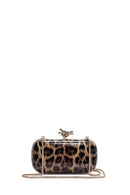 Women's Leopard Pattern Long Chain Strap Mini Box Evening Bag | Derimod