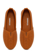Woman Tan Leather Comfort Loafer | Derimod