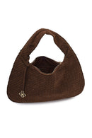 Woman Brown Braided Suede Shoulder Bag | Derimod