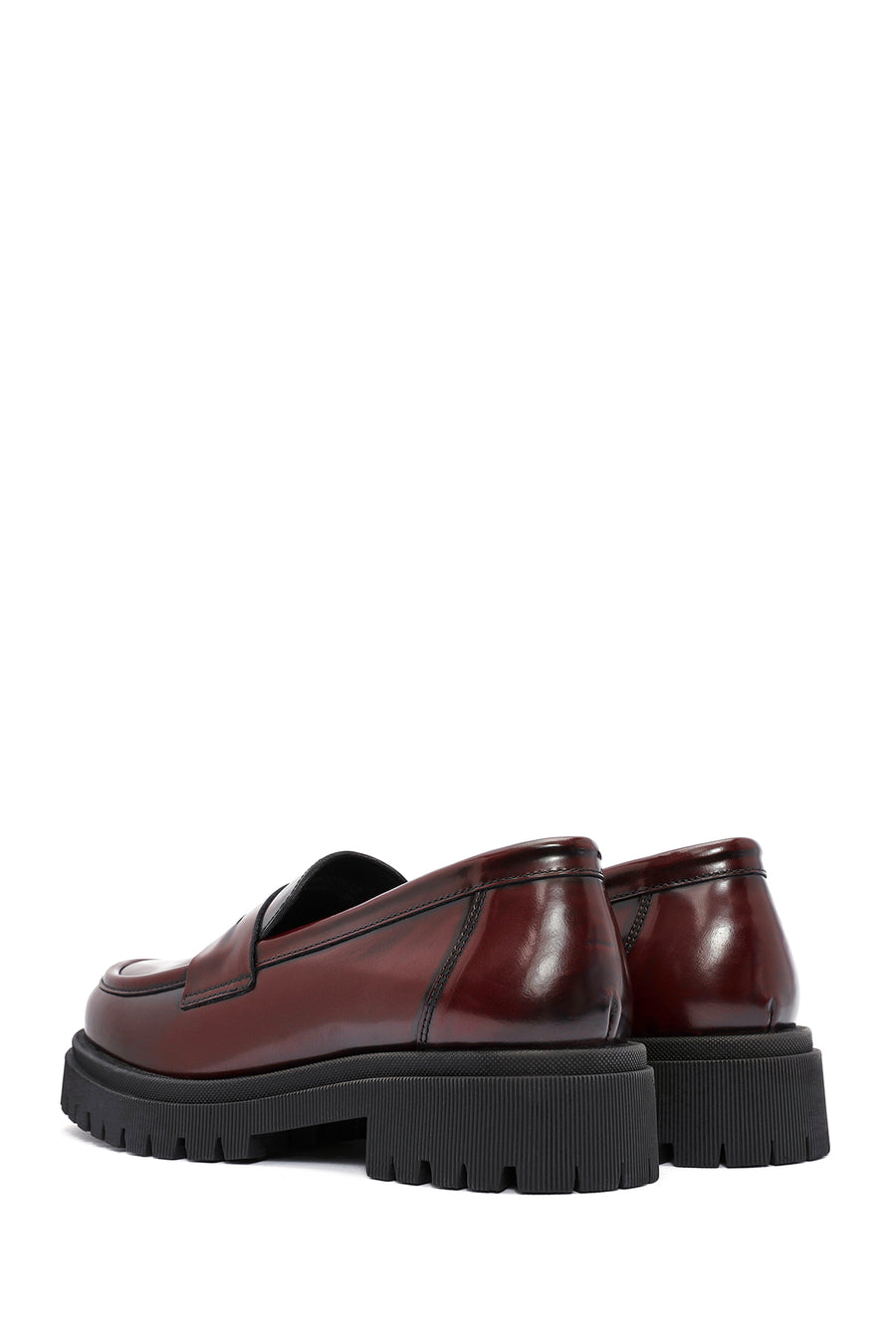 Women's Burgundy Thick-Soled Leather Loafer