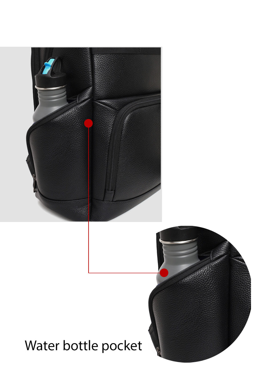 D-Pack Unisex Siyah Deri Sırt Çantası