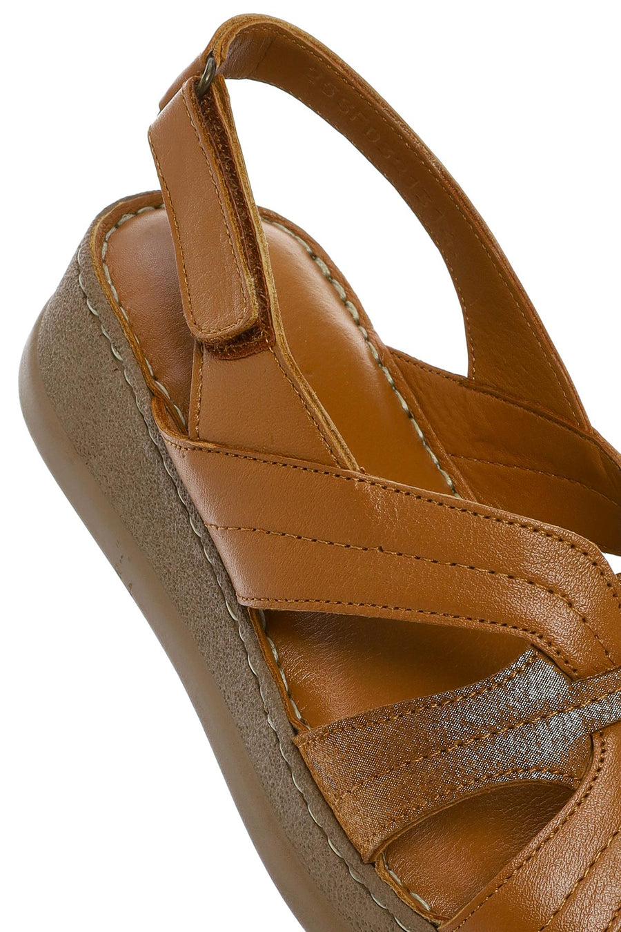 Kadın Taba Kalın Tabanlı Deri Comfort Sandalet