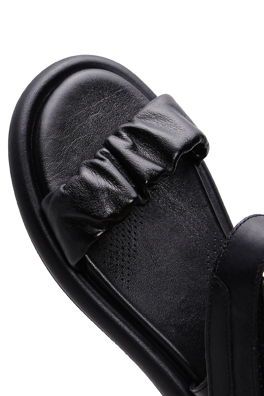 Women's Black Leather Comfort Sandals