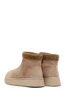 Woman Beige Patterned Suede Teddy Boots | Derimod