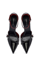 Woman Black Ankle-Strap Buckled High Slim-Heel Patent Leather Stiletto | Derimod
