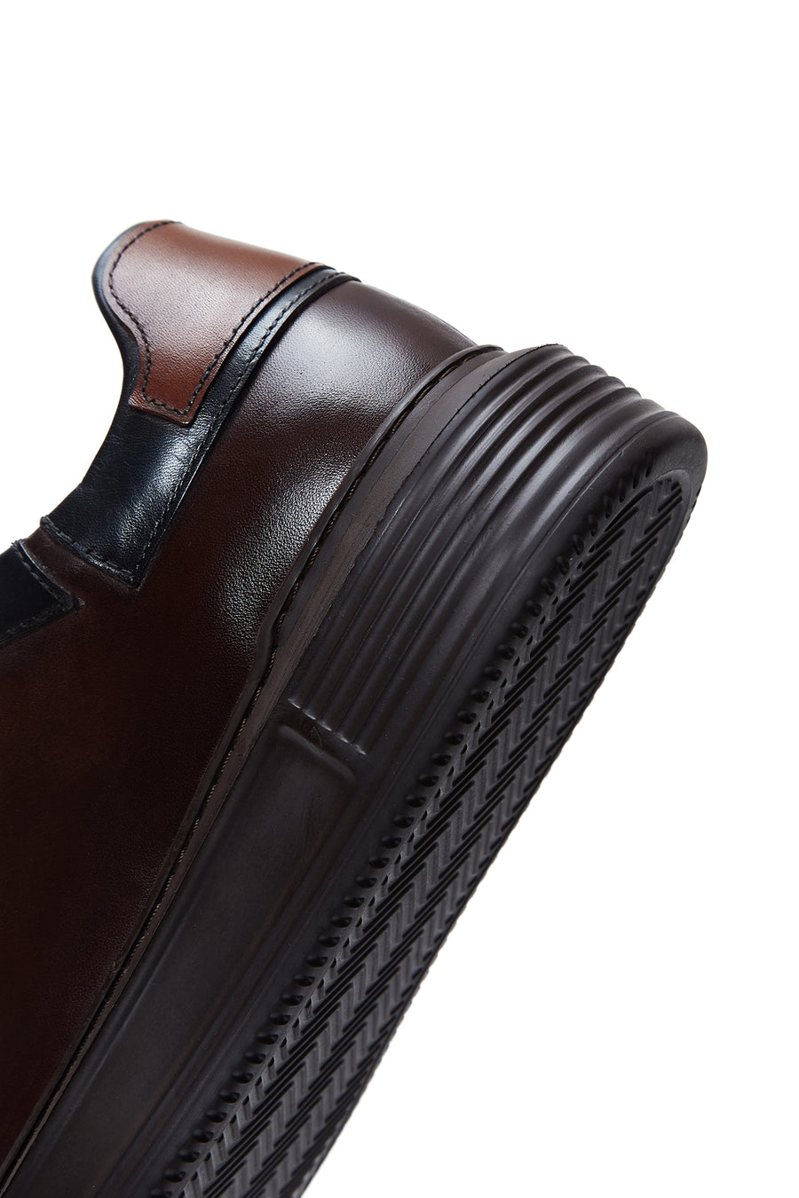 Erkek Kahverengi Deri Kalın Tabanlı Sneaker