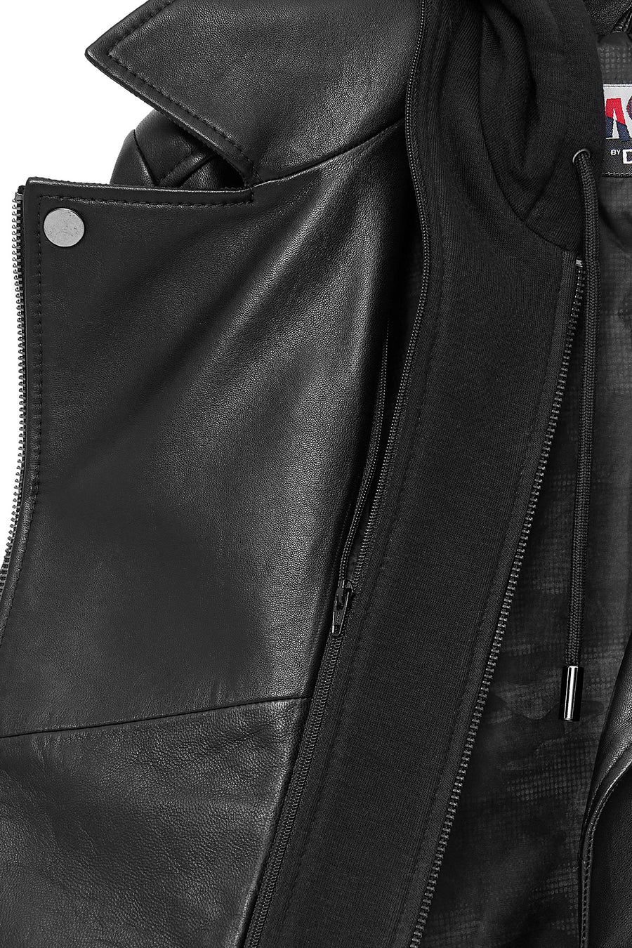 Smart Kadın Siyah Kapüşonlu Biker Deri Ceket
