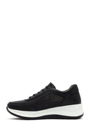 Kadın Siyah Bağcıklı Kalın Tabanlı Deri Sneaker | Derimod