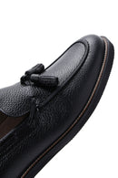 Men's Black Leather Tasseled Casual Loafer | Derimod