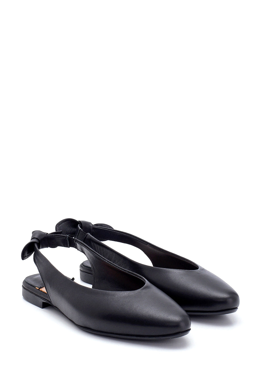 Women's Leather Bow Detailed Ballerinas