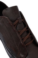 Erkek Kahverengi Bağcıklı Deri Sneaker | Derimod