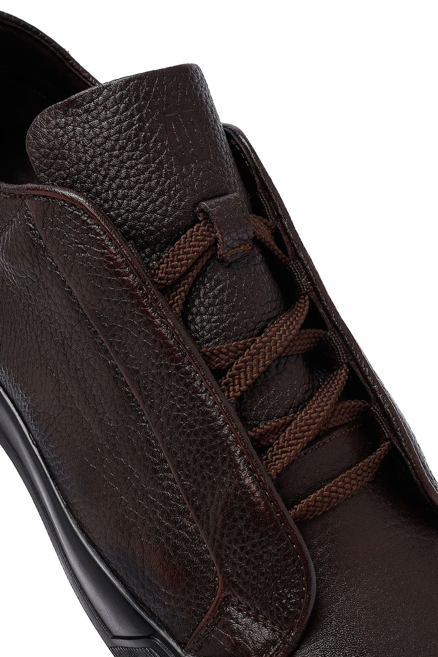 Erkek Kahverengi Bağcıklı Deri Sneaker