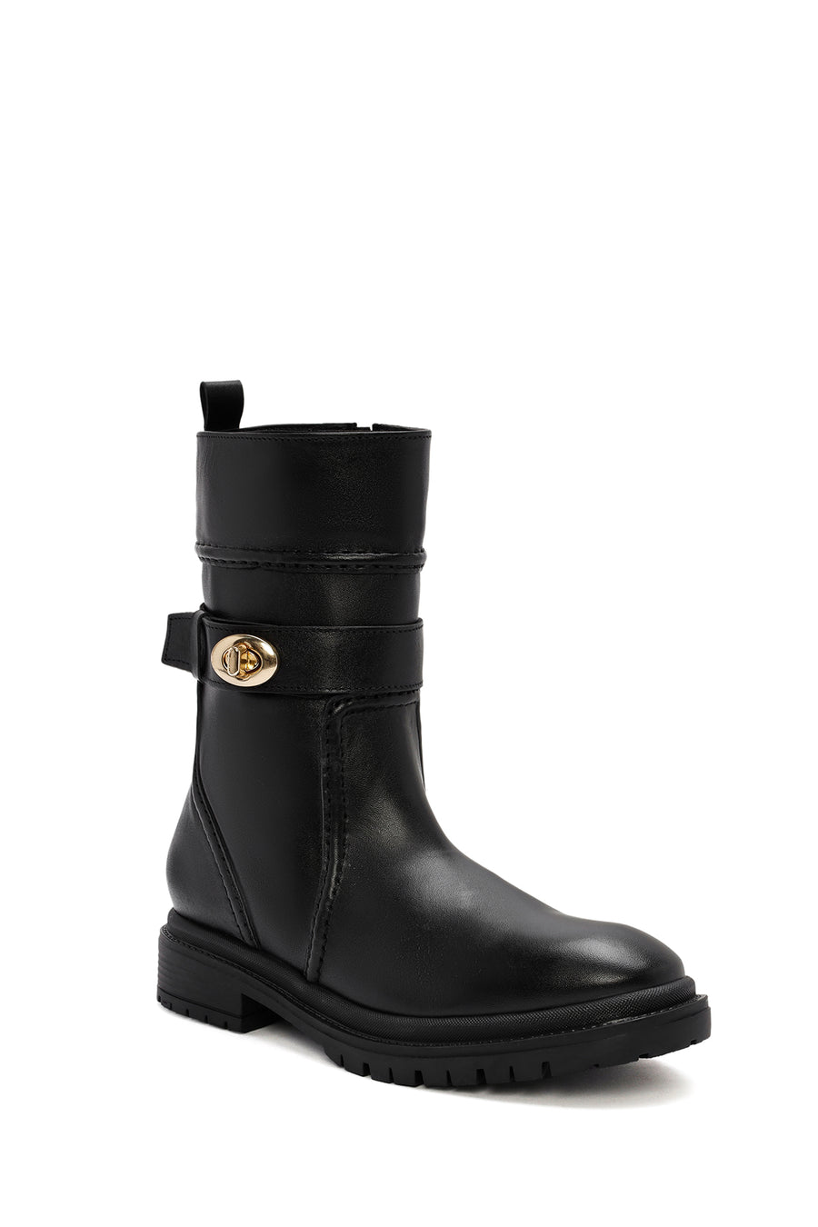 Women's Black Zippered Leather Boots