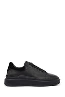 Men's Black Lace-Up Thick-Soled Leather Sneaker | Derimod