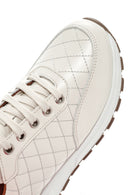 Kadın Bej Deri Kapitone Sneaker | Derimod