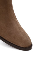 Woman Mink Zip Closure Suede Boots | Derimod