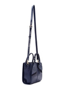 Women's Navy Blue Long Strap Crocodile Patterned Handbag with Accessory Detail | Derimod